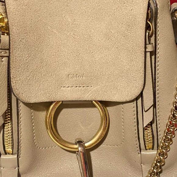 Chloé Faye Mini Smooth & Suede Calfskin Motty Grey Leather Backpack main image 4